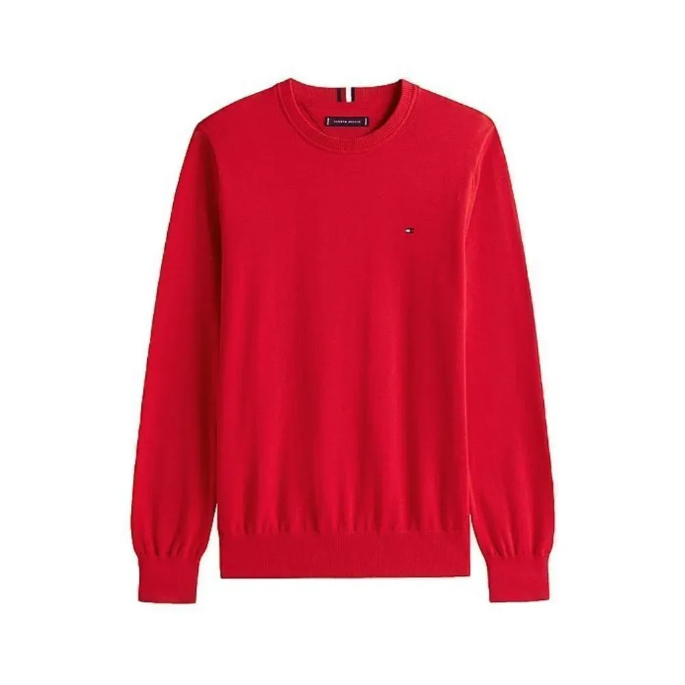 Tommy Hilfiger Essentials Cotton Crewneck Sweater Red Medium NWT IN PKG